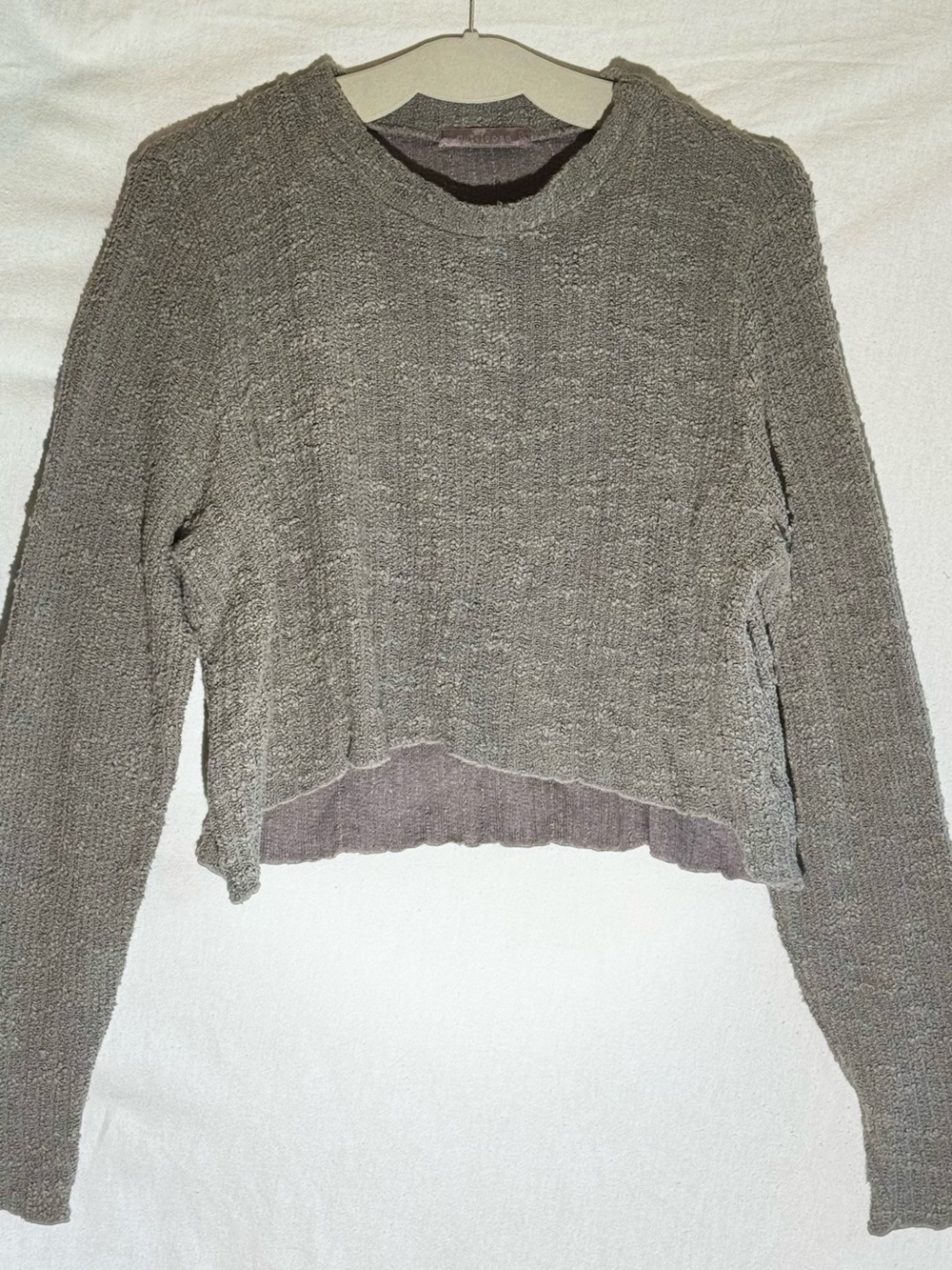 Cut Loose Women XL Sweater Grey Cropped Boxy Textured Knit Lagenlook Minimalist